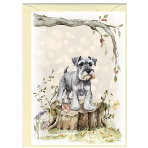 Personalisierte Zwergschnauzer Hund Grußkarte / Notelet (6 "x 4") mit Umschlag.  Kann auch leer bleiben wenn gewünscht