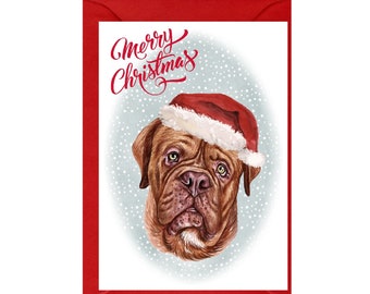 Dogue de Bordeaux Dog Christmas Card (6" x 4") Blank inside - with Envelope.  Perfect item for any Dog Lover