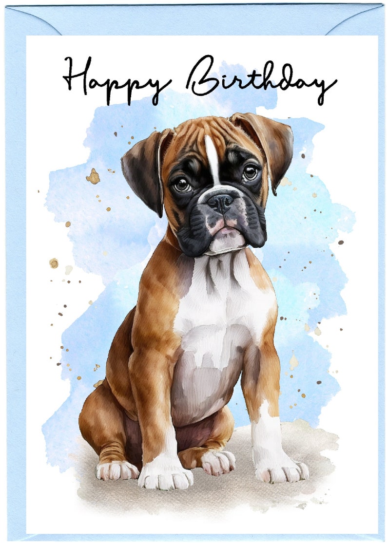 Boxer Dog "happy Birthday" Card (6" X 4") With Envelope - Blank Inside ...