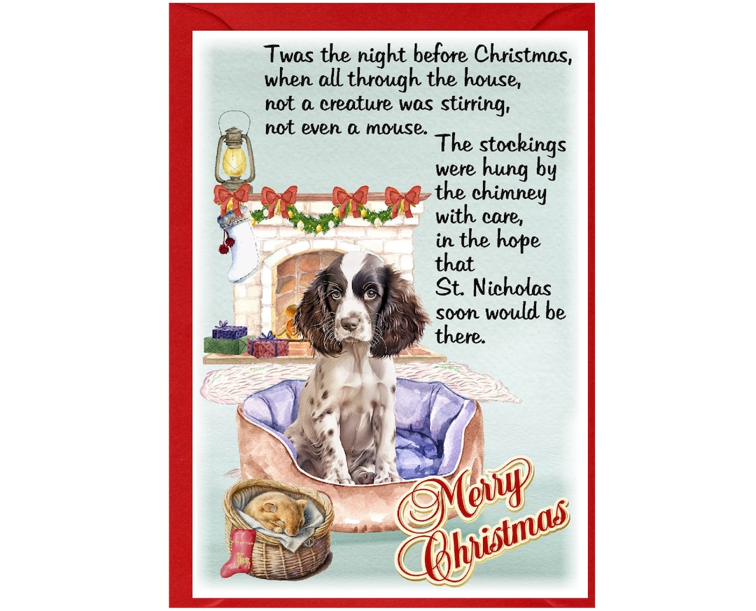 English Springer Spaniel Puppy Dog Christmas Card (6" X 4") Blank ...