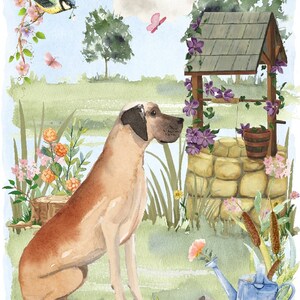 Deutsche Dogge Blanko Karte / Notelet (15,5 x 10 cm) mit Umschlag - Wishing Well Design.  Perfekter Artikel für jeden Hundeliebhaber