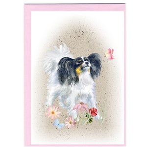 Lege kaart Papillon vlinder hond / notitieboekje (6 x 4 inch) met envelop - ideale Moederdag, valentijnskaart, enz. Perfect item voor elke hondenliefhebber