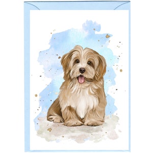 Gepersonaliseerde blanco kaart Havanezer hond (6 x 4 inch) met envelop.  Kaart kan indien gewenst blanco worden gelaten