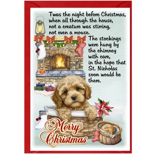 Biglietto di Natale Cockapoo/Doodle Dog (6" x 4") interno vuoto - con busta. Articolo perfetto per ogni amante dei cani