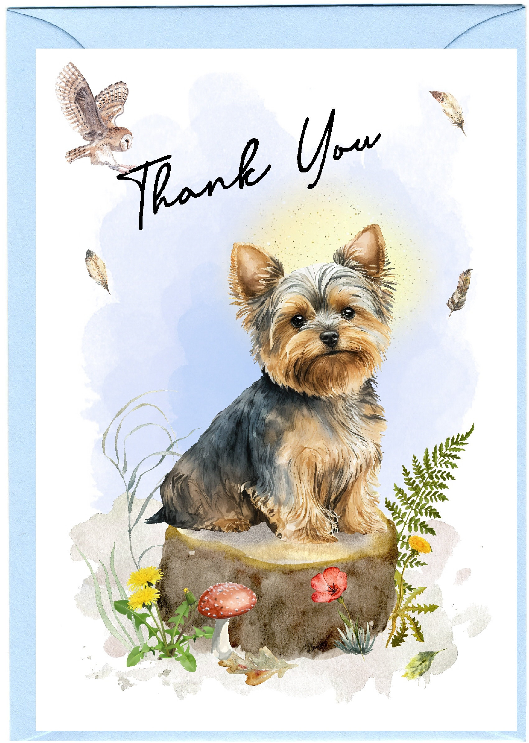 ヨークシャーテリア/ヨーキー犬用「サンキュー」カード（6インチ×4
