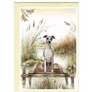Gepersonaliseerde Whippet Dog-wenskaart (6 x 4 inch) met envelop: ideaal voor elke gelegenheid.  Kan desgewenst leeg worden gelaten