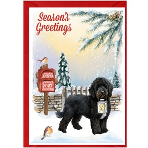 Carte de Noël Labradoodle / Doodle Dog (6 x 4 po.) vierge à l'intérieur - avec enveloppe. Article parfait pour tous les amoureux des chiens