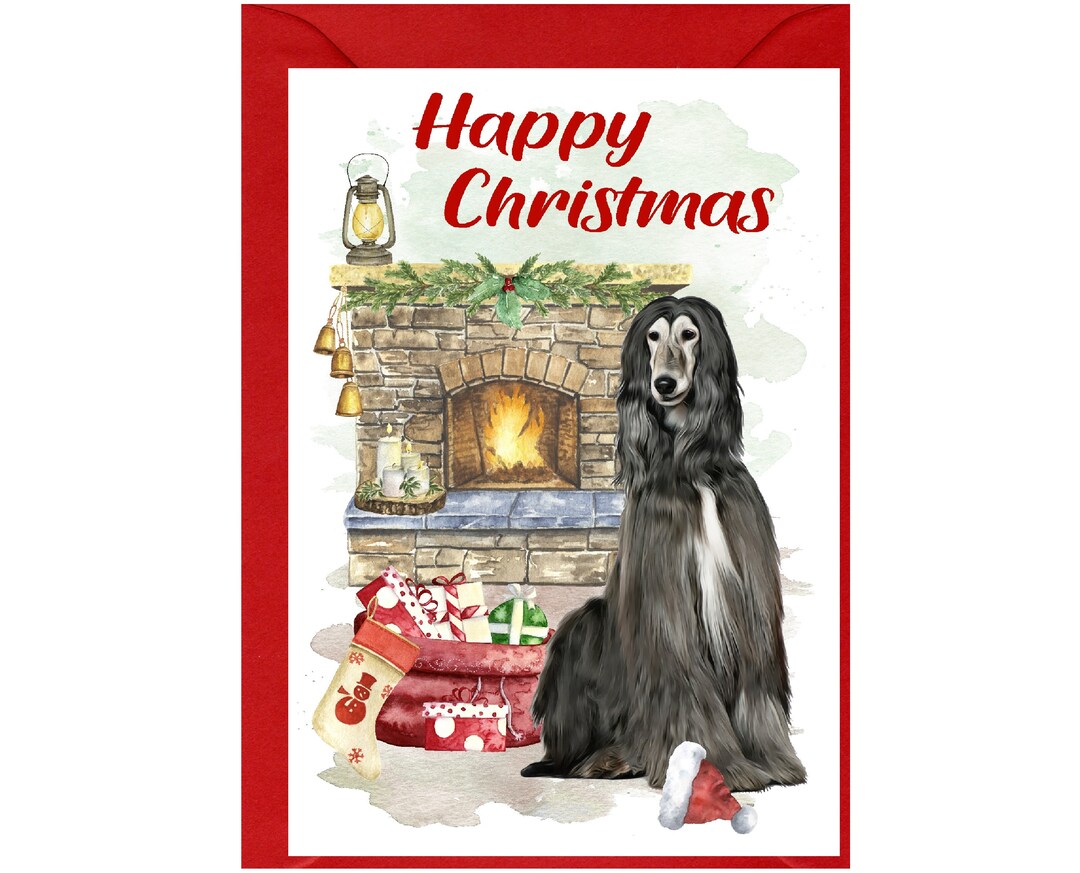 Afghan Hound Dog Christmas Card (6" X 4") Blank Inside - With Envelope ...