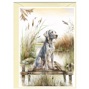 Gepersonaliseerde Weimaraner Dog wenskaart /Notelet (6" x 4") met envelop. Kan indien gewenst leeg gelaten worden