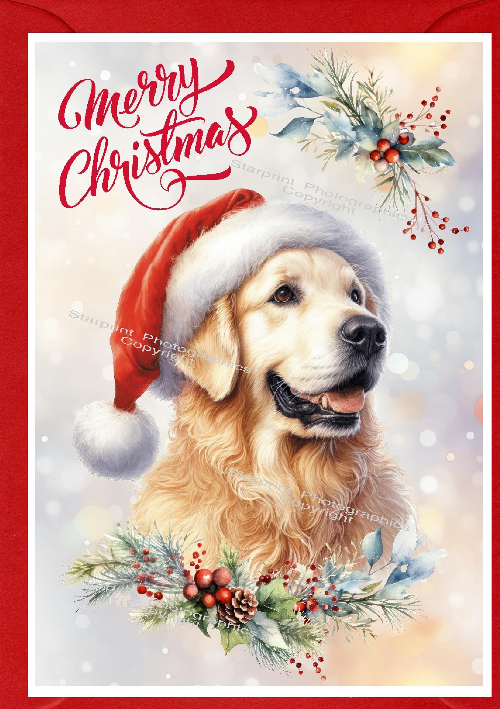 Golden Retriever Christmas Cards- Matte Finish- Blank Inside- Dog - View #13