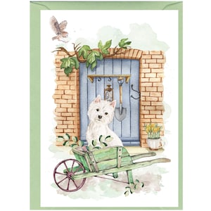 Cartão de cumprimentos personalizado /Notelet do cão de Terrier branco das montanhas ocidentais (6" x 4") com envelope. Pode ser deixado em branco se preferir