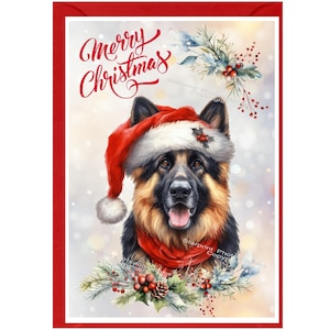 Tarjeta de Navidad del perro pastor alemán (6" x 4") Interior en blanco - con sobre. Artículo perfecto para cualquier amante de los perros.