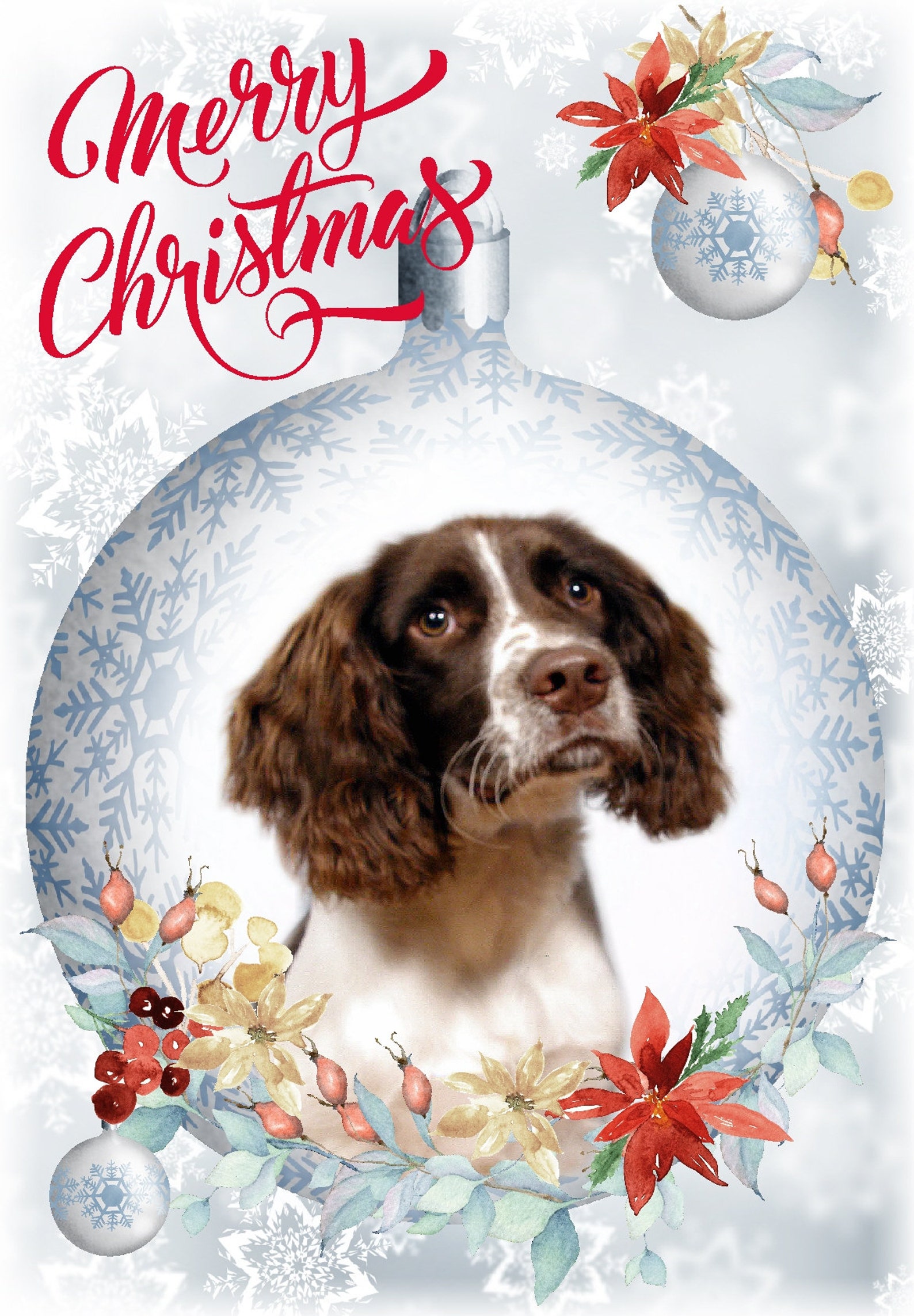 English Springer Spaniel Dog Christmas Card (6" X 4") Blank Inside ...