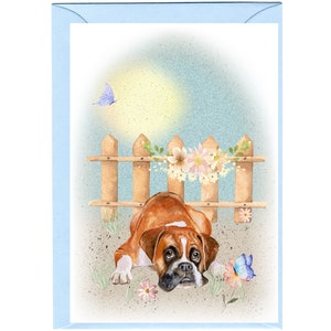 Tarjeta en blanco con diseño de perro bóxer (6" x 4") con sobre: Día de la Madre, San Valentín, cumpleaños, etc. Artículo perfecto para cualquier amante de los perros
