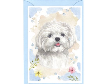 Maltese Dog Blank Card /Notelet (6" x 4") with Envelope - Ideal for any occasion.  Perfect item for any Dog Lover
