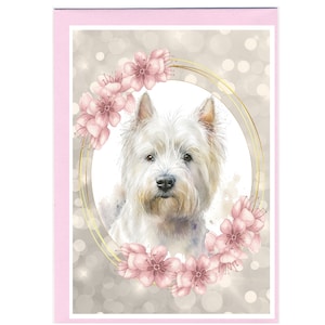 Gepersonaliseerde West Highland White Westie hondenwenskaart (6 x 4 inch) met envelop - voor elke gelegenheid. Kan desgewenst leeg worden gelaten