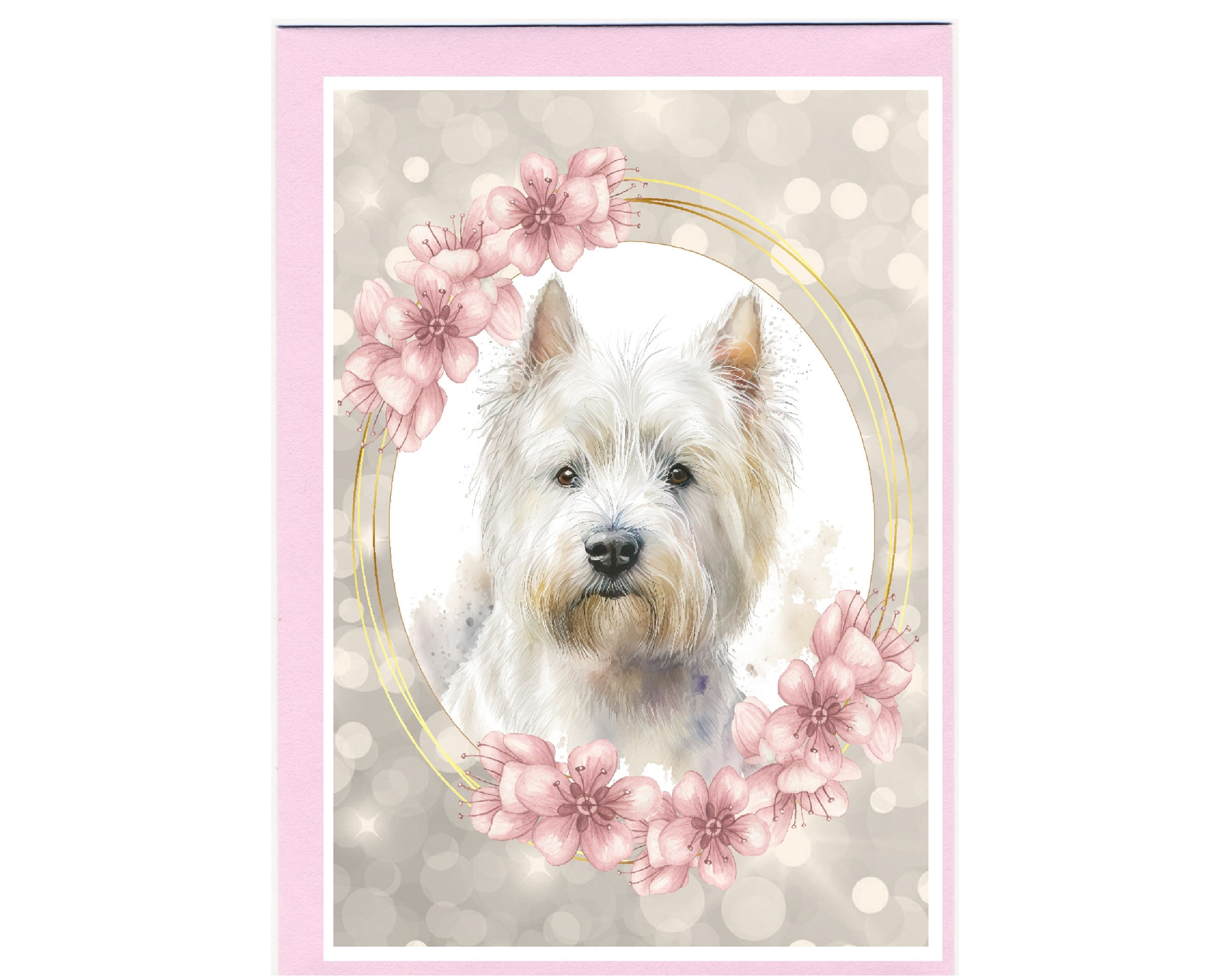 Personalised West Highland White Westie Dog Greetings Card /Notelet (6"x4") with Envelope - For any occasion. Can be left blank if preferred