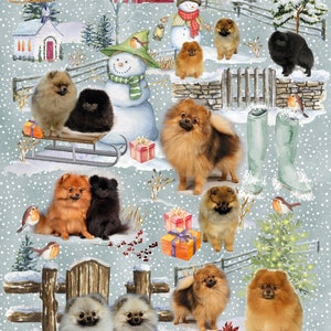 Pomeranian Dog Christmas Gift Wrapping Paper. Perfect for any dog lover.  Make your gift extra special