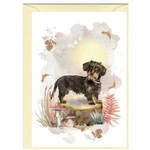 Gepersonaliseerde teckel draadharige hond wenskaart /Notelet (6 "x 4") met envelop. De kaart kan desgewenst blanco worden gelaten