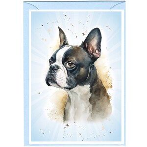 Gepersonaliseerde Boston Terrier Dog-wenskaart /Notelet (6" x 4") met envelop - ideaal voor elke gelegenheid.  Kan desgewenst leeg worden gelaten