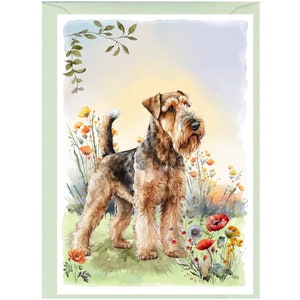 Gepersonaliseerde Airedale Terrier-hondenwenskaart (6 x 4 inch) met envelop - ideaal voor elke gelegenheid. Kan desgewenst leeg worden gelaten