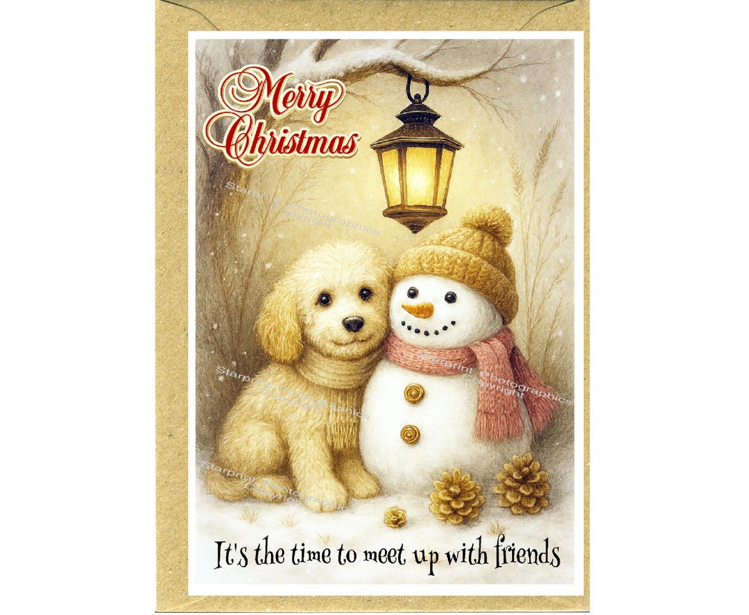 Cockapoo / Doodle Dog Christmas Card (6" X 4") Blank Inside - With ...