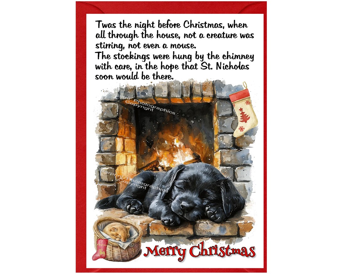 Labrador Retriever Black Dog Christmas Card (6" X 4") Blank Inside ...
