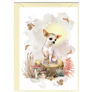 Gepersonaliseerde chihuahua gladde vacht hondenwenskaart (6 x 4 inch) met envelop.  Kan desgewenst leeg worden gelaten