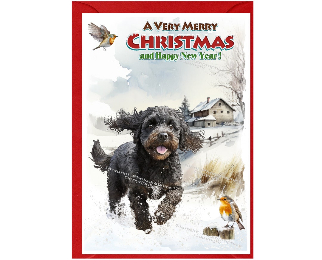 Cockapoo / Doodle Dog Christmas Card (6" X 4") Blank Inside - With ...