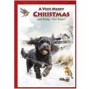 Tarjeta de Navidad Cockapoo / Doodle Dog (6" x 4") Interior en blanco - con sobre. Artículo perfecto para cualquier amante de los perros.