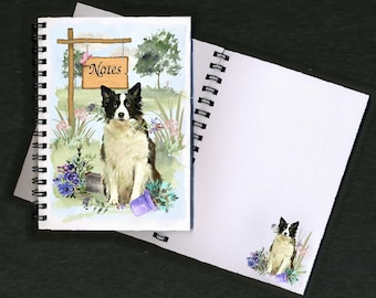 Border Collie Dog Notebook / Notepad "Landscape Gardener Design" with picture on each page - Great Gift for any Dog Lover