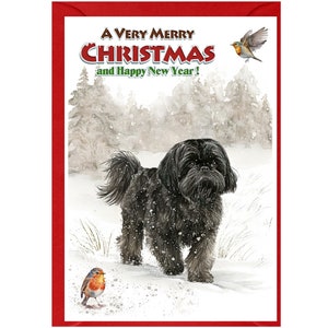 Shih Tzu-hondenkerstkaart (6 x 4 inch) blanco binnenkant - met envelop.  Perfect item voor elke hondenliefhebber