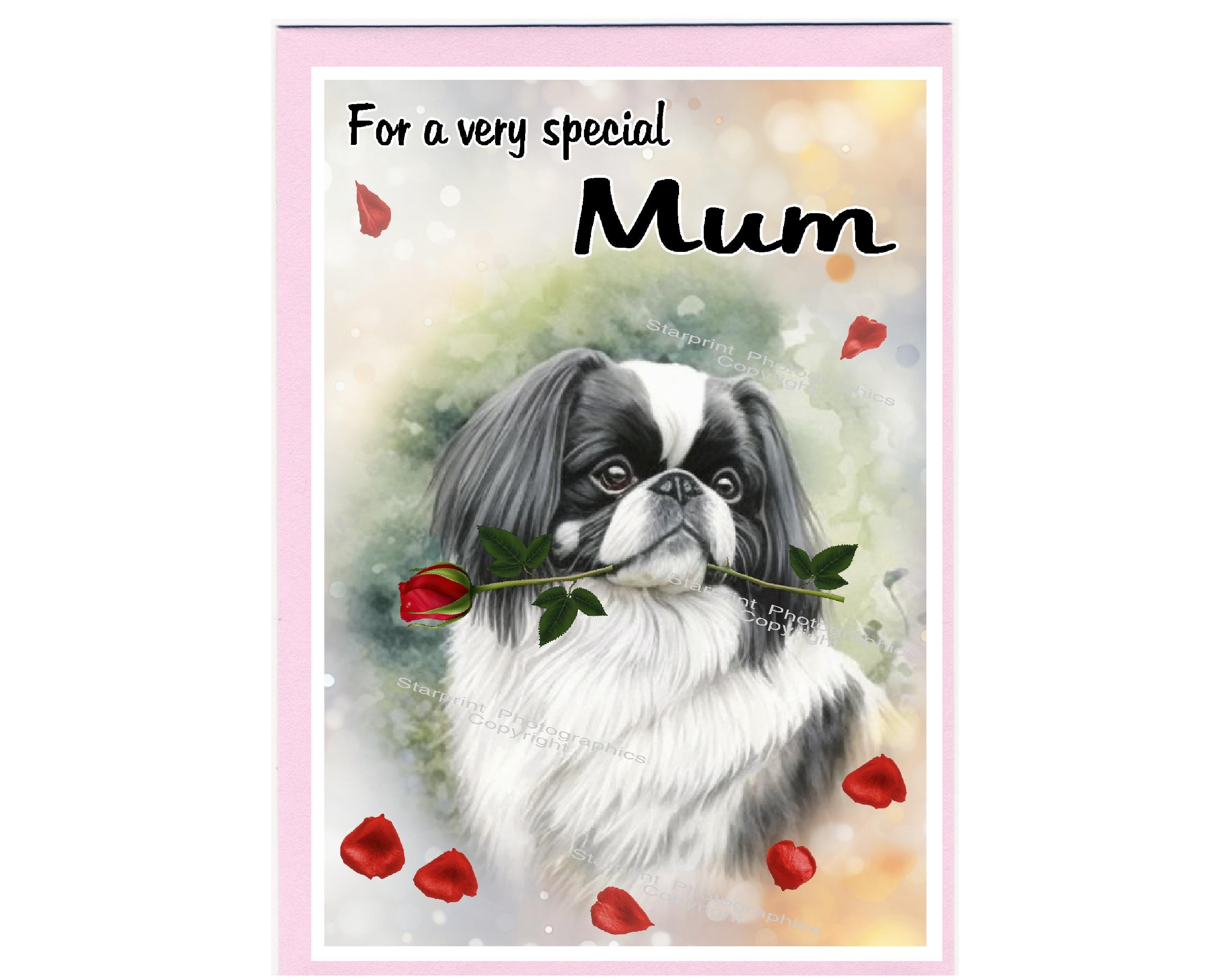 Japanese Chin Dog Blank Card /notelet for MUM (6" X 4") With Envelope ...