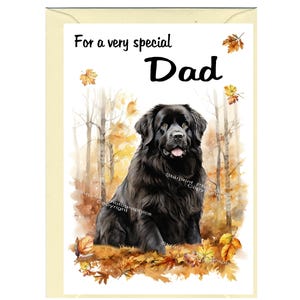 Tarjeta en blanco/nota con diseño de perro Terranova para PAPÁ (6" x 4") con sobre: ideal para el Día del Padre, cumpleaños, etc.