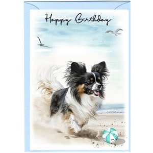 Papillon (Butterfly) Dog "Happy Birthday" Card (6"x 4") with Envelope. Blank inside for your own message. Perfect for any dog lover