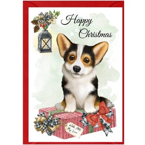 Corgi Dog Christmas Card (6&quot; x 4&quot;) Blank inside - with Envelope.  Perfect item for any Dog Lover