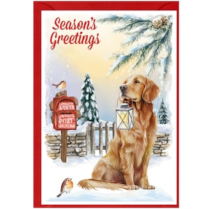 Golden Retriever Dog Christmas Card (6" x 4") Interno vuoto - con busta. Articolo perfetto per qualsiasi amante dei cani