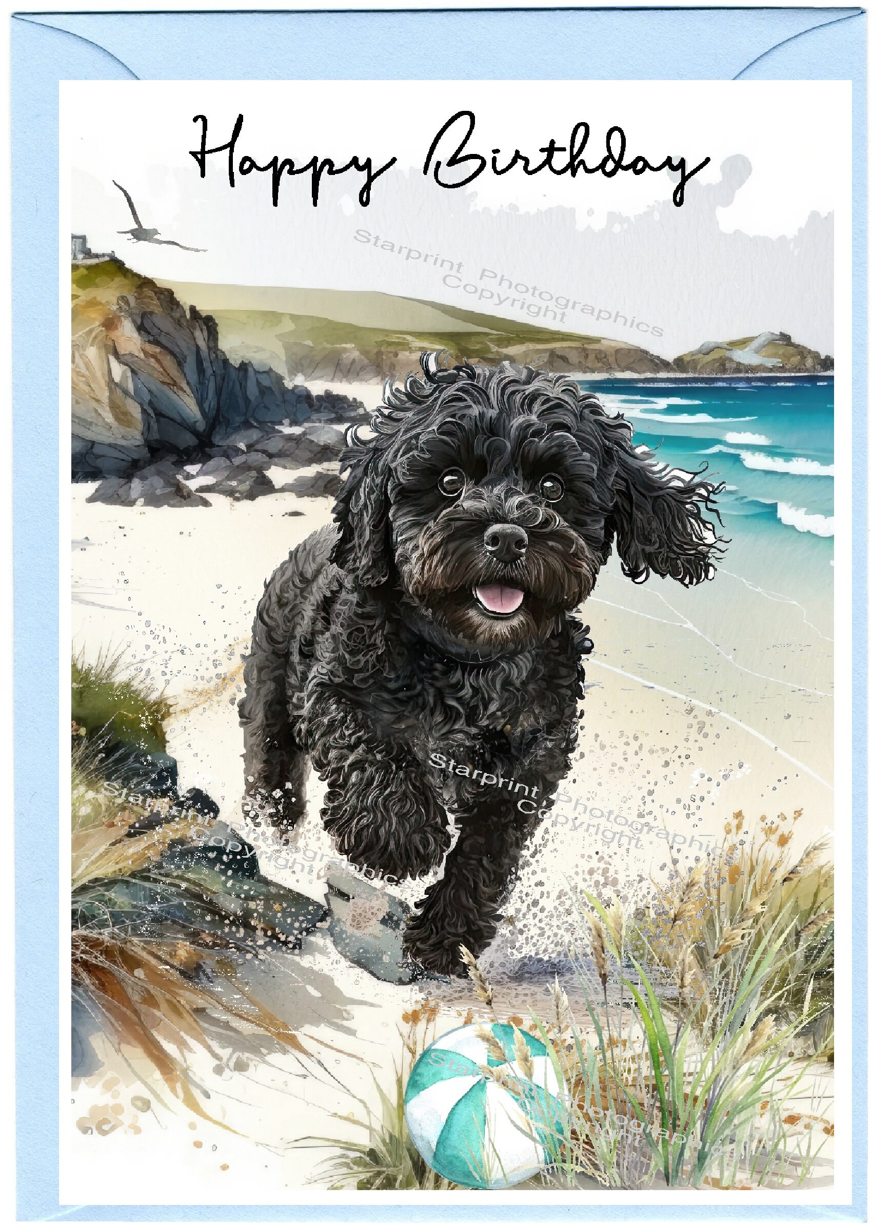 Cavapoo / Doodle Dog "happy Birthday" Card (6" X 4") With Envelope ...