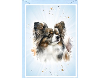 Personalised Papillon Butterfly Dog Greetings Card /Notelet (6" x 4") with Envelope.  Card can be left blank if preferred