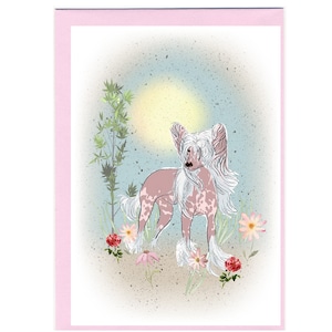 Biglietto/biglietto vuoto con cane crestato cinese (15,2 x 10,2 cm) con busta - Ideale per la festa della mamma, San Valentino, compleanno, ecc. Articolo perfetto per qualsiasi amante dei cani