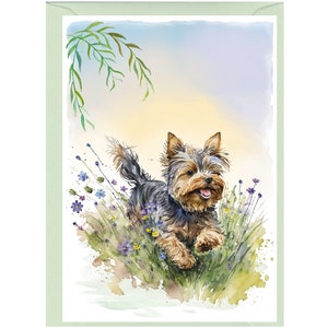 Gepersonaliseerde hondenwenskaart Yorkshire Terrier/Yorkkie/Notelet (6 x 4 inch) met envelop.   Kan desgewenst leeg worden gelaten