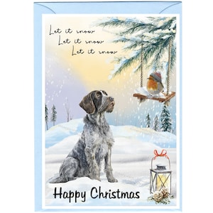 Weihnachtskarte Deutscher Drahthaar (Hund) Blanko - mit Umschlag. Perfekter Artikel für jeden Hundeliebhaber