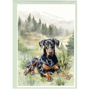 Gepersonaliseerde Dobermann Dog-wenskaart /Notelet (6" x 4") met envelop - Ideaal voor elke gelegenheid. Kan indien gewenst leeg gelaten worden