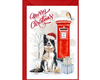 Border Collie Dog Christmas Card (6" x 4") Blank inside - with Envelope.  Perfect item for any Dog Lover