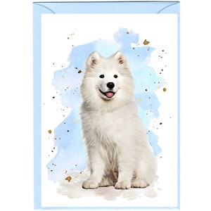 Personalised Samoyed Dog Greetings Card /Notelet (6" x 4") with Envelope.  Card can be left blank if preferred