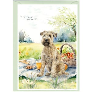 Personalised Soft Coated Wheaten Terrier Dog Greetings Card /Notelet (6&quot; x 4&quot;) with Envelope.  Can be left blank if preferred