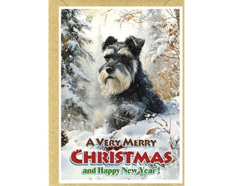 ミニチュアシュナウザーのクリスマスカード（6インチ×4インチ）内側は