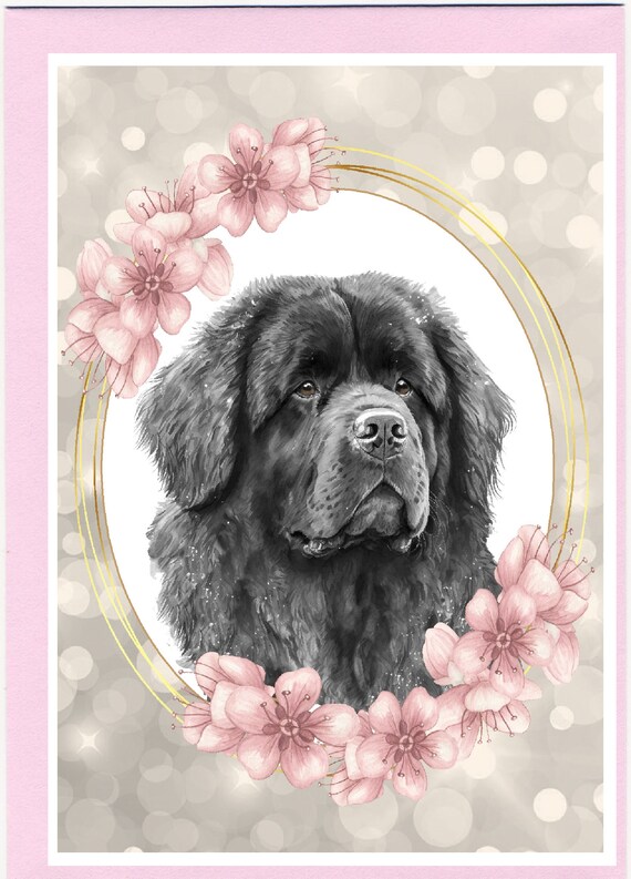 Biglietto d auguri notelet personalizzato con cane Terranova 6x 4 con busta Ideale per ogni occasione. Se si preferisce puo essere lasciato vuoto Etsy Italia