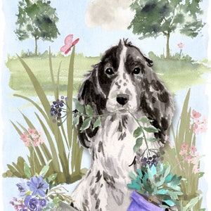 Biglietto d'auguri/biglietto vuoto con Cocker Spaniel (15,2 x 10,2 cm) e busta - Design da giardiniere paesaggista. Articolo perfetto per ogni amante dei cani.