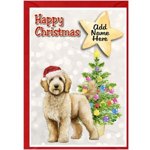 Personalisierte Golden Doodle Hundeweihnachtskarte, innen leer - mit Umschlag.  Perfekter Artikel für jeden Hundeliebhaber